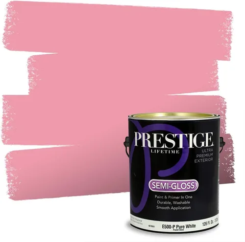 Miniatura 81 de Prestige Paints E100-T-SW6591 Pintura exterior e imprimación en uno, 1 galón, plano, combinación comparable de Sherwin Williams Amaryllis, 1 galón