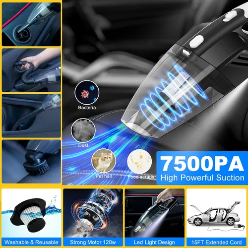 Miniatura 2 de Kit de limpieza para auto de 41 piezas Kit de limpieza y detalle interior con aspiradora de mano de alta potencia, cubo plegable, herramienta