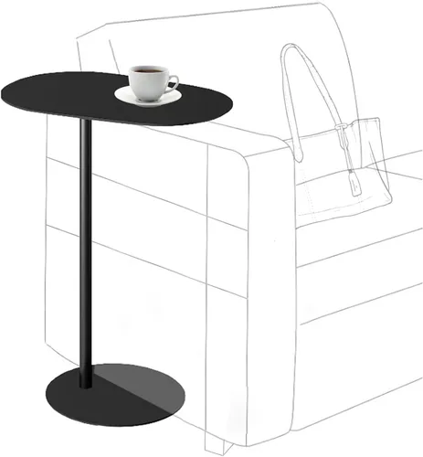 Miniatura 9 de Mesa auxiliar moderna de metal en forma de C para sofá, mesa auxiliar delgada para sofá, mesa auxiliar de aperitivos, bandejas de TV para comer