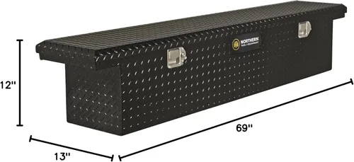 Miniatura 10 de Caja de herramientas para camioneta Northern Tool de perfil bajo, cruzada, con tapa única - Aluminio, negro brillante, cierres de paleta, 69