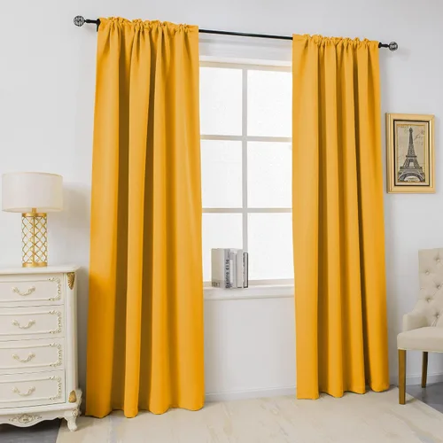 Miniatura 63 de DUALIFE Cortinas opacas de 45 pulgadas de largo, 2 paneles para ventanas pequeñas de dormitorio, aislamiento térmico, bolsillo para barra, cortinas