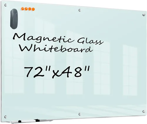 Miniatura 14 de KIZZBY Pizarra de Vidrio Negro de Borrado en Seco - Pizarra Magnética Negra para Pared, 48"x36" Pizarra Blanca Grande Sin Marco para Oficina, Hogar
