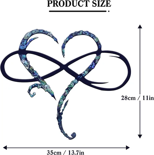 Miniatura 2 de Decoración de pared de metal con corazón infinito, decoración única de pared de corazón infinito, placa de letrero de amor, arte geométrico, adornos