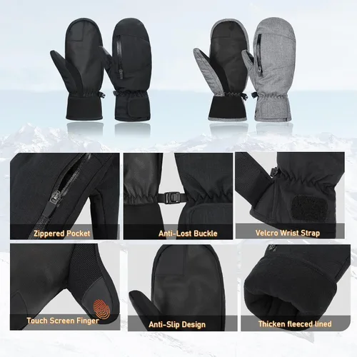Miniatura 4 de American Trends Guantes de esquí para mujeres y hombres, impermeables, guantes de nieve de invierno, guantes de esquí para clima frío, snowboard