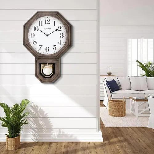 Miniatura 6 de CLXEAST Reloj de Pared de Péndulo, Relojes de Pared de Péndulo Regulador de Escuela Grandes para Decoración de Sala de Estar, Plástico con Acabado