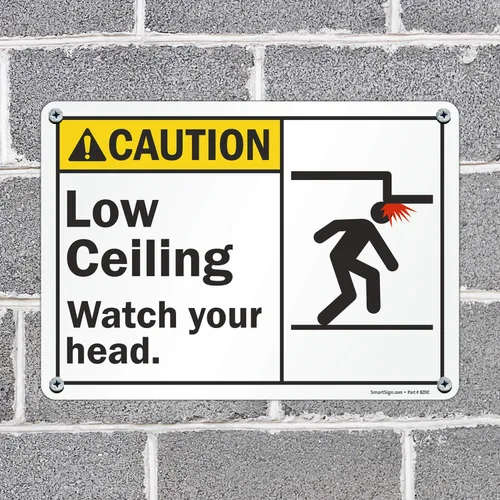 Miniatura 3 de SmartSign Cartel "Precaution - Low Ceiling, Watch Your Head" Plástico de 10 x 14 pulgadas (S2-0527-PL-14)
