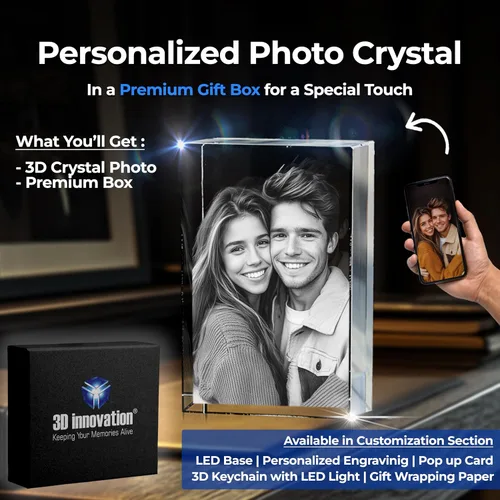 Miniatura 5 de 3D innovation Foto de cristal 3D, regalos conmemorativos personalizados para mamá, papá, esposa, hombres, mascotas, imagen de vidrio personalizada