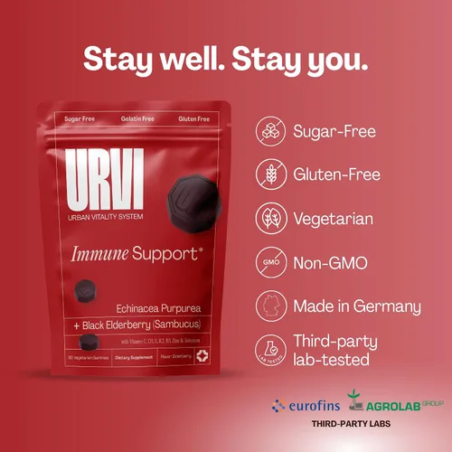 Miniatura 4 de URVI® Gomitas de apoyo inmunológico – Sambucus negro saúco, equinácea, vitamina C, D3 K2, E, niacina, zinc y selenio – Multivitamínico