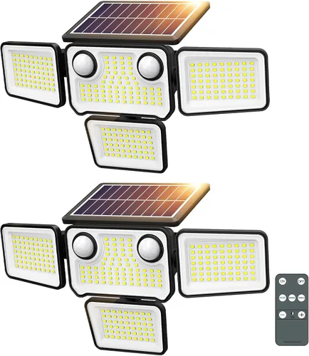 Miniatura 10 de Luces Solares para Exteriores Impermeables de 4500LM, 254 Luces LED Solares Reflectoras para Exteriores con 2 Sensores de Movimiento, Luz