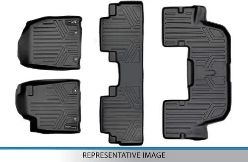 Miniatura 6 de SMARTLINER Juego de alfombrillas de 3 filas de ajuste personalizado compatible con Cadillac Escalade 2021-2025