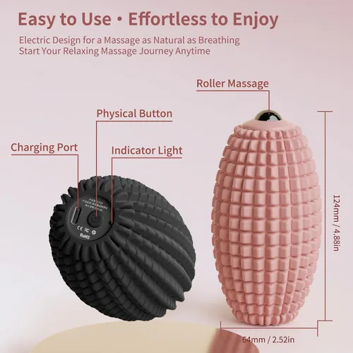 Miniatura 6 de Bola de masaje vibratoria para relajación de cuerpo completo, bola masajeadora de punto de gatillo de silicona para espalda, cuello, pies, Negro