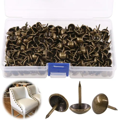 Miniatura 8 de Keadic Juego surtido de 200 piezas de 3/4 pulgadas de diámetro, tachuelas de tapicería antiguas para muebles, clavos para muebles tapizados