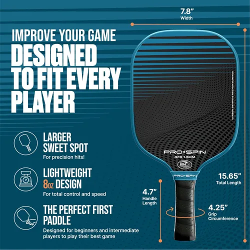 Miniatura 4 de PRO-SPIN Paletas de pickleball de fibra de carbono, juego de 2 con bolas para interiores y exteriores, bolsa o 1 paquete con cubierta, regalo