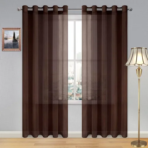 Miniatura 110 de DWCN Cortinas traslúcidas color verde frijol para sala de estar y dormitorio - Cortinas voile con aspecto de lino sintético con ojales en la parte