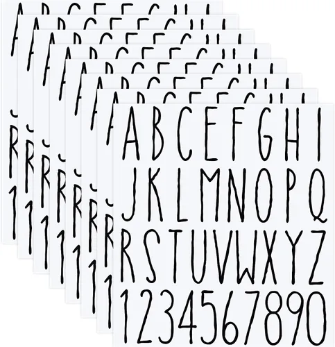 Miniatura 8 de Clabby 8 hojas de calcomanías de letras de vinilo con números del alfabeto, autoadhesivas, letras para el regreso a clases, álbumes de recortes