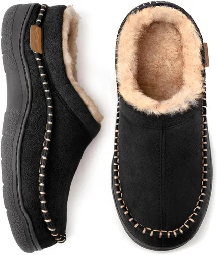 Miniatura 18 de Zigzagger - Pantuflas tipo mocasín para hombre, para interiores y exteriores, pantuflas cálidas, cómodas, mullidas y anchas