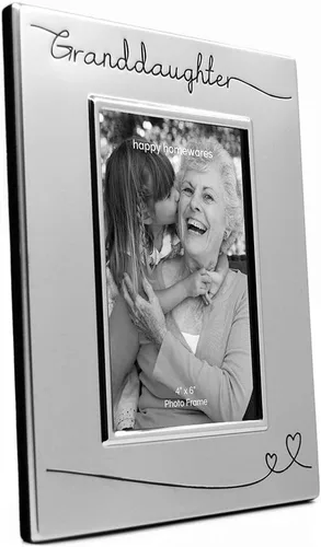 Miniatura 3 de Haysom Interiors Hermoso portarretratos de nieta chapado en plata de dos tonos de 4 x 6 pulgadas con terciopelo negro Idea de regalo única