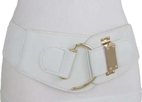 Miniatura 90 de TFJ - Cinturón ancho de moda para mujer, cintura alta, hebilla de gancho de metal dorado, talla XS, S, M, L, XL