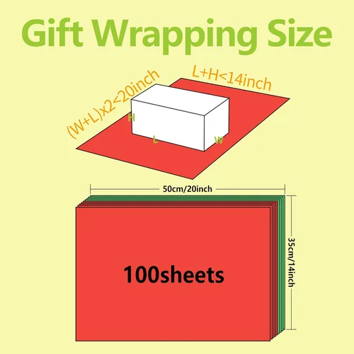 Miniatura 2 de Bobobag 100 hojas de papel de seda rojo y verde de 20 x 14 pulgadas a granel para bolsas de regalo, envoltura de regalos, manualidades, fiesta