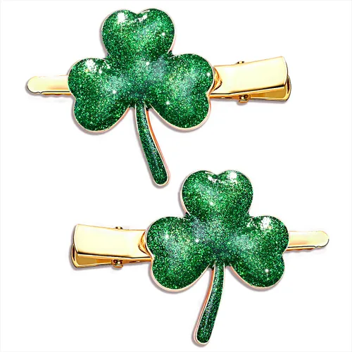 Pinzas para el cabello del Día de San Patricio con diamantes de imitación con purpurina de hoja verde para mujer, pinzas para el pelo de trébol de