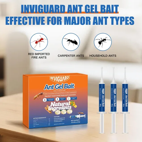 Miniatura 3 de Cebo de gel para hormigas, 3 tubos x 0.35 oz, uso en interiores y exteriores, gel asesino para el control de la mayoría de las principales especies