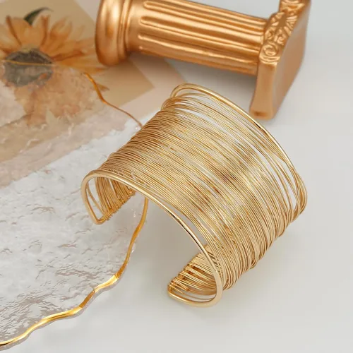 Miniatura 2 de BOMAIL Pulseras doradas para mujer, brazalete de brazo superior para brazo, pulsera ancha abierta de oro, pulsera de joyería
