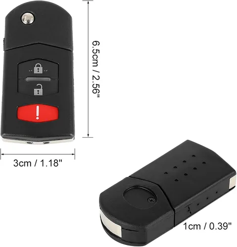 Miniatura 7 de X AUTOHAUX Nuevo reemplazo del coche llavero remoto llavero Shell caso BGBX1T478 para Mazda 2 3 5 Cx-7 Cx-9 3 teclas botón negro