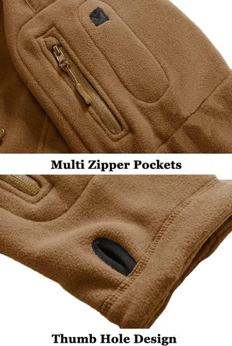 Miniatura 7 de BIYLACLESEN Chaquetas tácticas de forro polar Softshell para hombre con cremallera completa