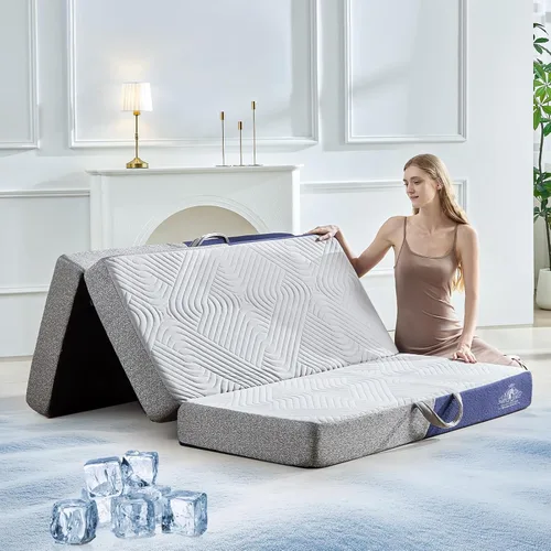 Miniatura 11 de Colchón plegable refrescante, colchón de espuma viscoelástica de 4 pulgadas con efecto transpirable en frío, colchón triple para cama Murphy, cama
