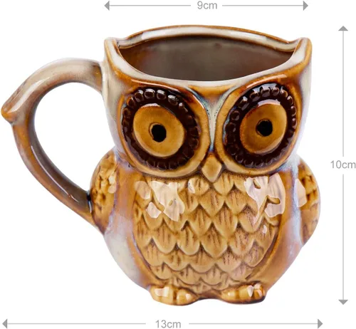 Miniatura 2 de Berry President Taza de café con búho, taza de café de cerámica matutina, taza de té para la oficina y el hogar, regalos de búho para mujeres Beige