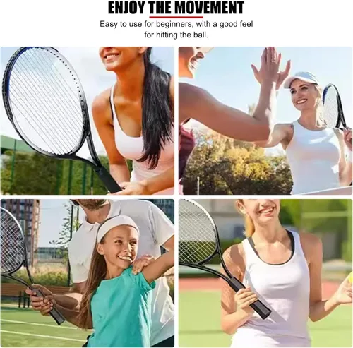 Miniatura 7 de Racque de tenis para principiantes de 27 pulgadas para adultos, juego de raqueta individual ligera para mujeres y hombres con bolsa de transporte