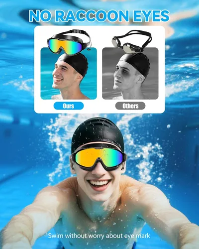 Miniatura 3 de Aegend - Nuevas gafas de natación de visión amplia para adultos, con protección antiniebla/UV, sin fugas, con tapones para los oídos para hombres