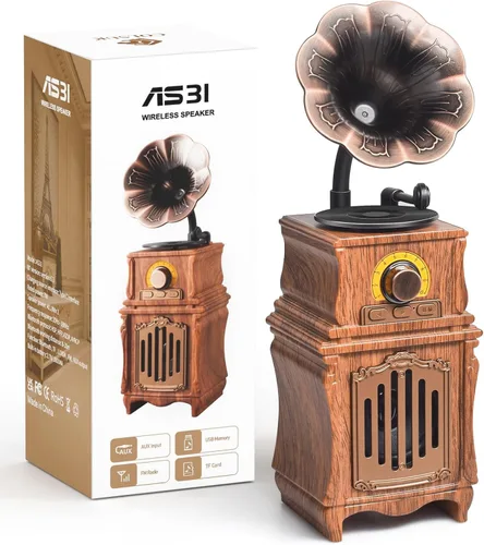 FREEFISH Altavoz Bluetooth Retro con Radio FM, Graves, Radio Retro 5.3 Altavoz Inalámbrico Vintage Radios Compatible con Reproductor USB/TF/AUX para
