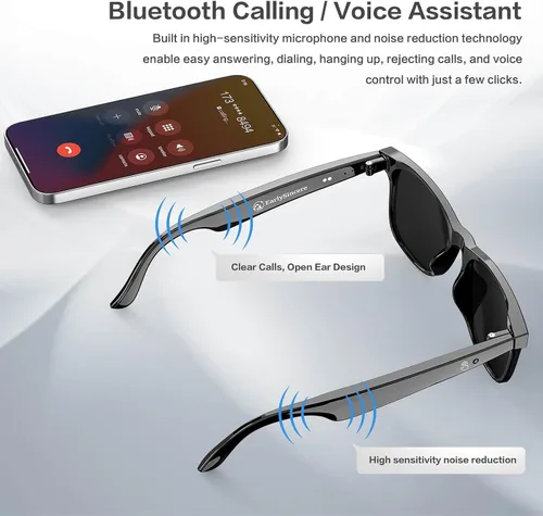 Miniatura 3 de EarlySincere Gafas de sol Bluetooth para hombre y mujer, traducción AI, duración de la batería de 50 horas, protección UV, control de voz, gafas