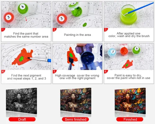 Miniatura 4 de Kit de pintura por números para adultos, pintura por números para adultos principiantes, pintura sobre lienzo, bricolaje para niña encantadora por