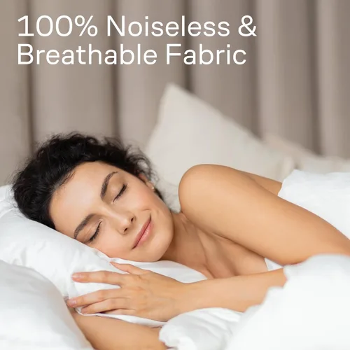 Miniatura 5 de Juego de 4 fundas de almohada ultrasuaves con cremallera tamaño Queen, 100% protección contra manchas, polvo y suciedad, lavables a máquina (beige)