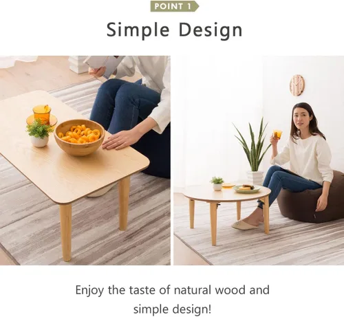 Miniatura 3 de EMOOR Mesa auxiliar plegable de madera rectangular pequeña (17.7 x 23.6 pulgadas), color blanco, mesa baja para sentarse en el suelo, espacio