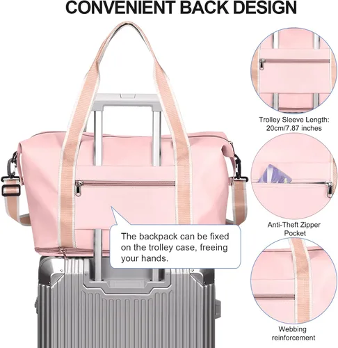 Miniatura 3 de Bolsa de viaje para mujeres y hombres, bolsa de fin de semana, T7-Rosa