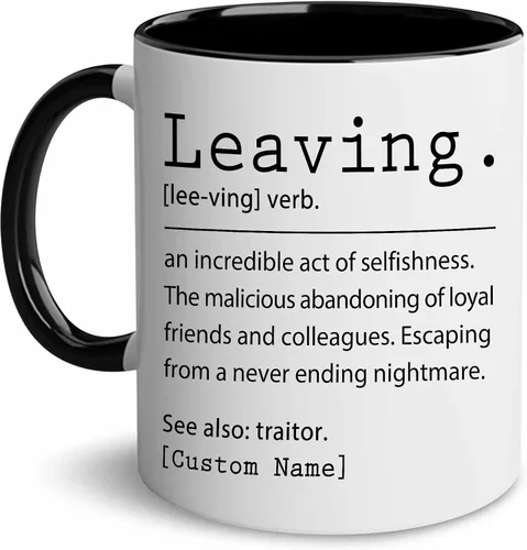 WHIDOBE Taza de despedida personalizada de compañero de trabajo para mujer, taza de despedida personalizada de 11 oz y 15 onzas para compañero de