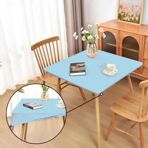 Miniatura 34 de Mantel ajustado blanco con elástico para mesas plegables de 48x48 pulgadas, manteles lavables y elásticos de elastano para mesas de cartas, manteles