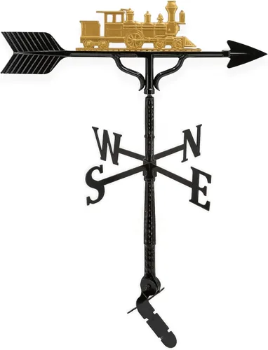 Montague Metal Products Veleta de 32 pulgadas con adorno de tren dorado Oro