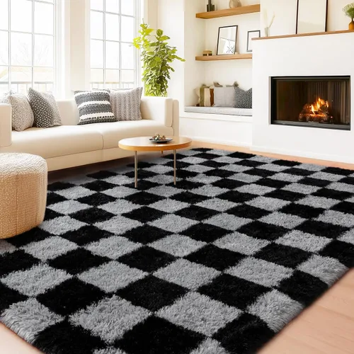 Miniatura 38 de Alfombras de área de 8x10 para sala de estar, alfombra shaggy grande ultra suave y esponjosa para dormitorio, alfombras de felpa mullida Blanco crema
