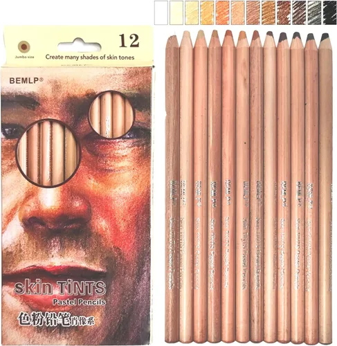 Miniatura 2 de BEMLP 12 lápices pastel suaves profesionales de madera tintes de piel lápices de colores pastel para dibujar lapices escolares de colores papelería