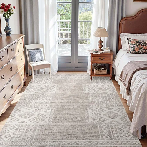Miniatura 12 de jinchan Alfombra vintage de pasillo de 3 x 8 pies, ultrafina, lavable, bohemia, geométrica, antideslizante, no desprende pelusa, para dormitorio