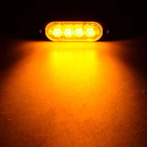 Miniatura 3 de Corp Amber Super Slim 4-LED Advertencia Emergencia Estroboscópica Luz Estroboscópica Montaje en Superficie Coche Camión 12V-24V (100 piezas)