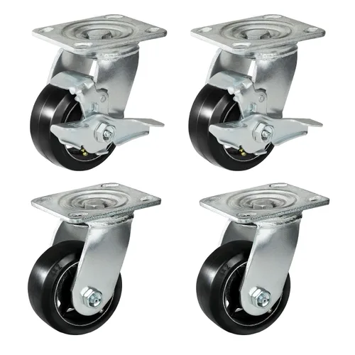 Miniatura 8 de Ruedas industriales de 5 x 2 pulgadas, rueda de goma en hierro fundido, juego de 4 ruedas resistentes con capacidad de hasta 1800 libras