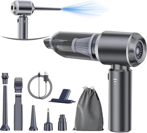 Miniatura 8 de houscly Mini Aspiradora Portátil Inalámbrica Plegable de 20000PA de Alta Potencia, Plumero Comprimido y Soplador de Aire y Bomba 4 en 1, Aspiradora
