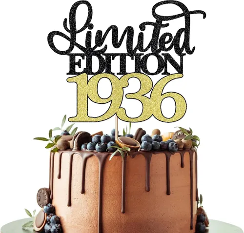Miniatura 24 de Decoración para tartas de edición limitada de 1935, decoración de pastel de feliz cumpleaños 90, hombres y mujeres animan 90 años/90 y fabulosa