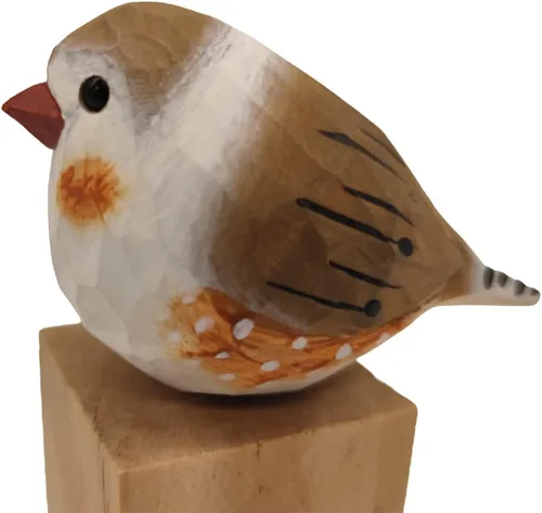 Miniatura 38 de Figura de pájaro de madera Azure Tit, tilo tallado a mano, marrón claro, decoración moderna para el hogar, regalo de pájaro