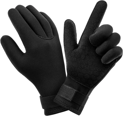 AUAUY Guantes de buceo, guantes de neopreno de 0.118 pulgadas (0.118 in), guantes de neopreno cálidos de cinco dedos, guantes de surf flexibles